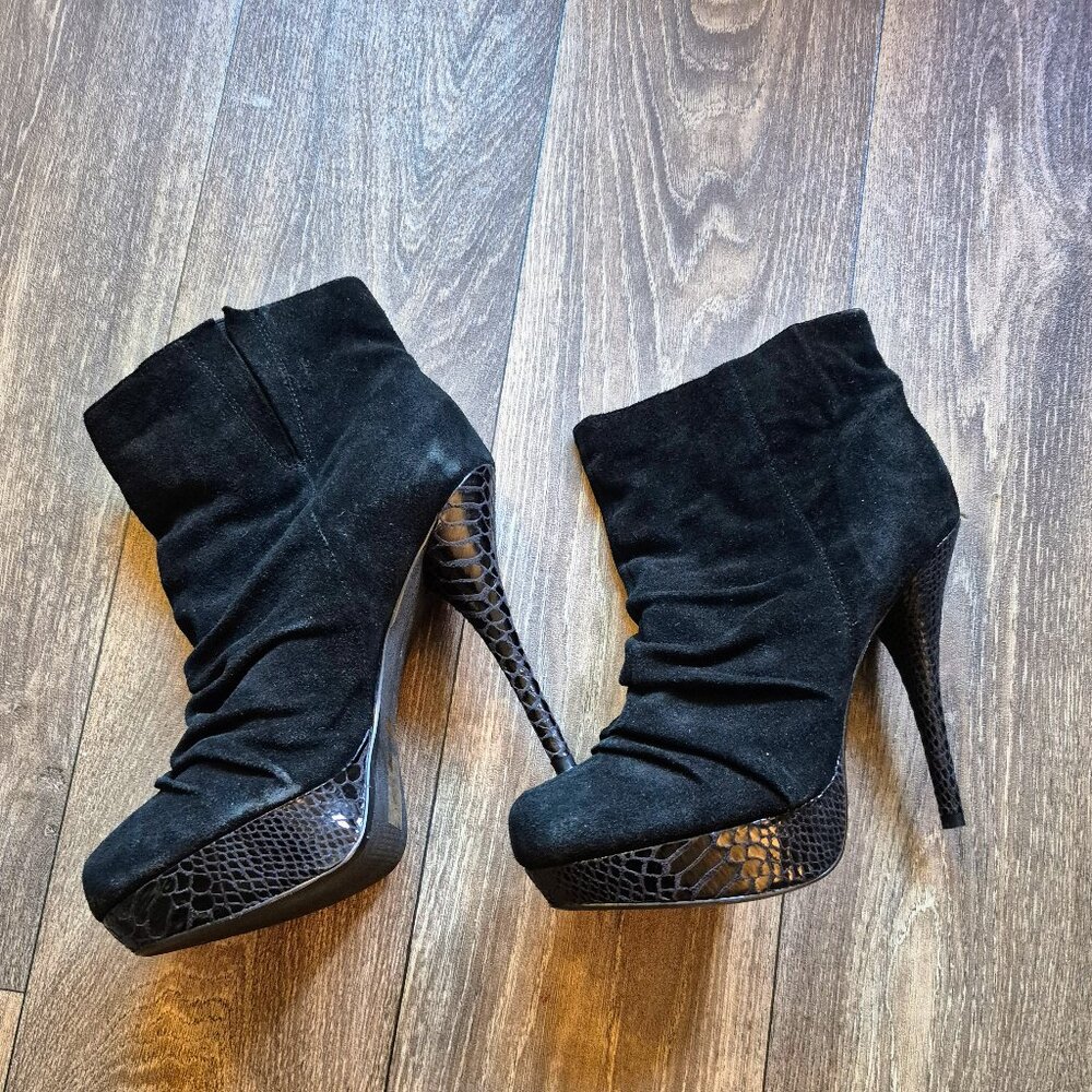 Bakers Black Suede High-Heeled Booties, Never Worn, Size 10 (41EU)